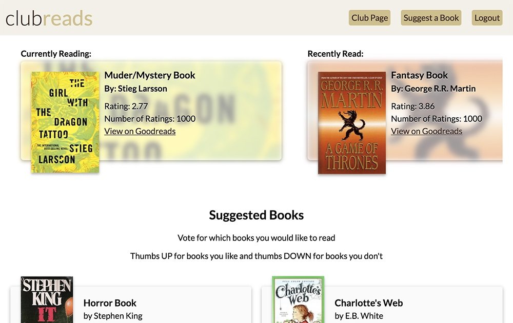Club Reads Web Application | Web-app for book clubs - built in React.
